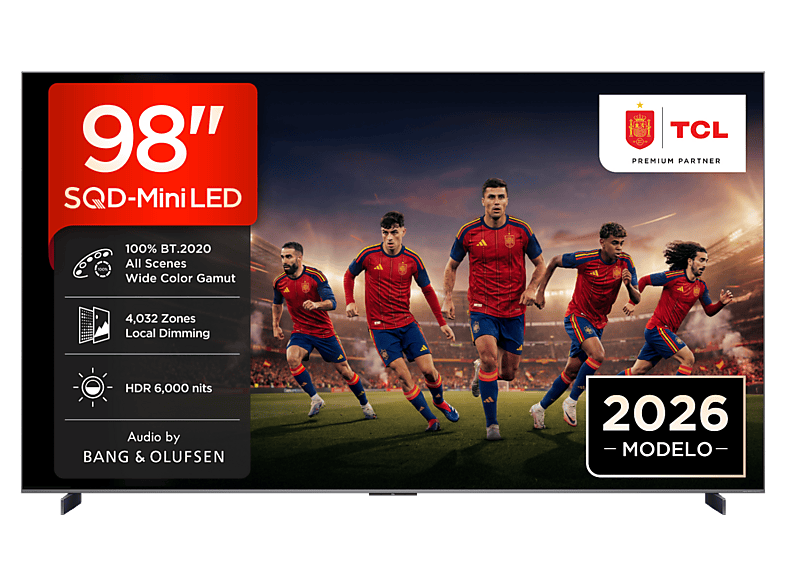 TV QD-Mini LED 98" - TCL 98C8L, UHD 4K, MT9655, Smart TV, DVB-T2, Negro