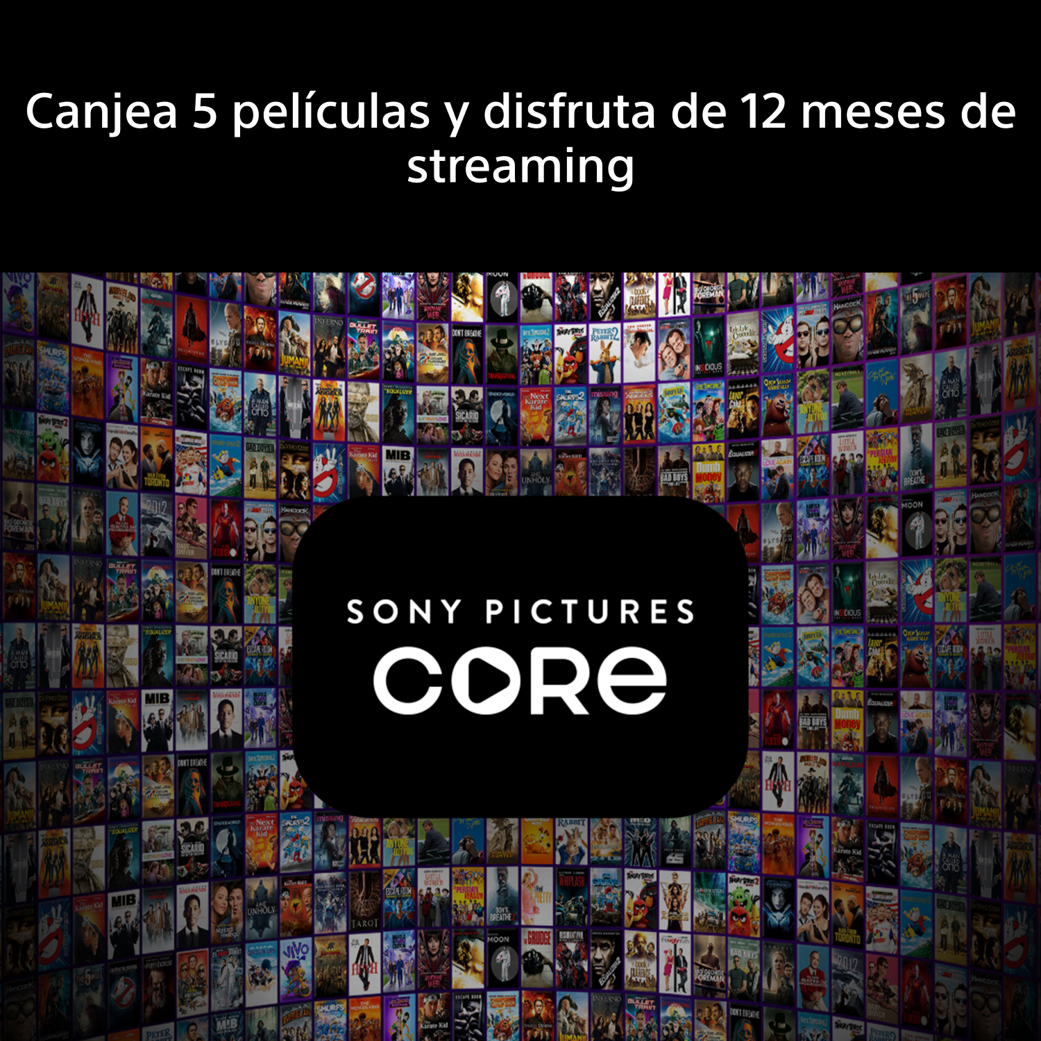 Canjea 5 películas y disfruta de 12 meses de streaming con Sony Pictures Core.