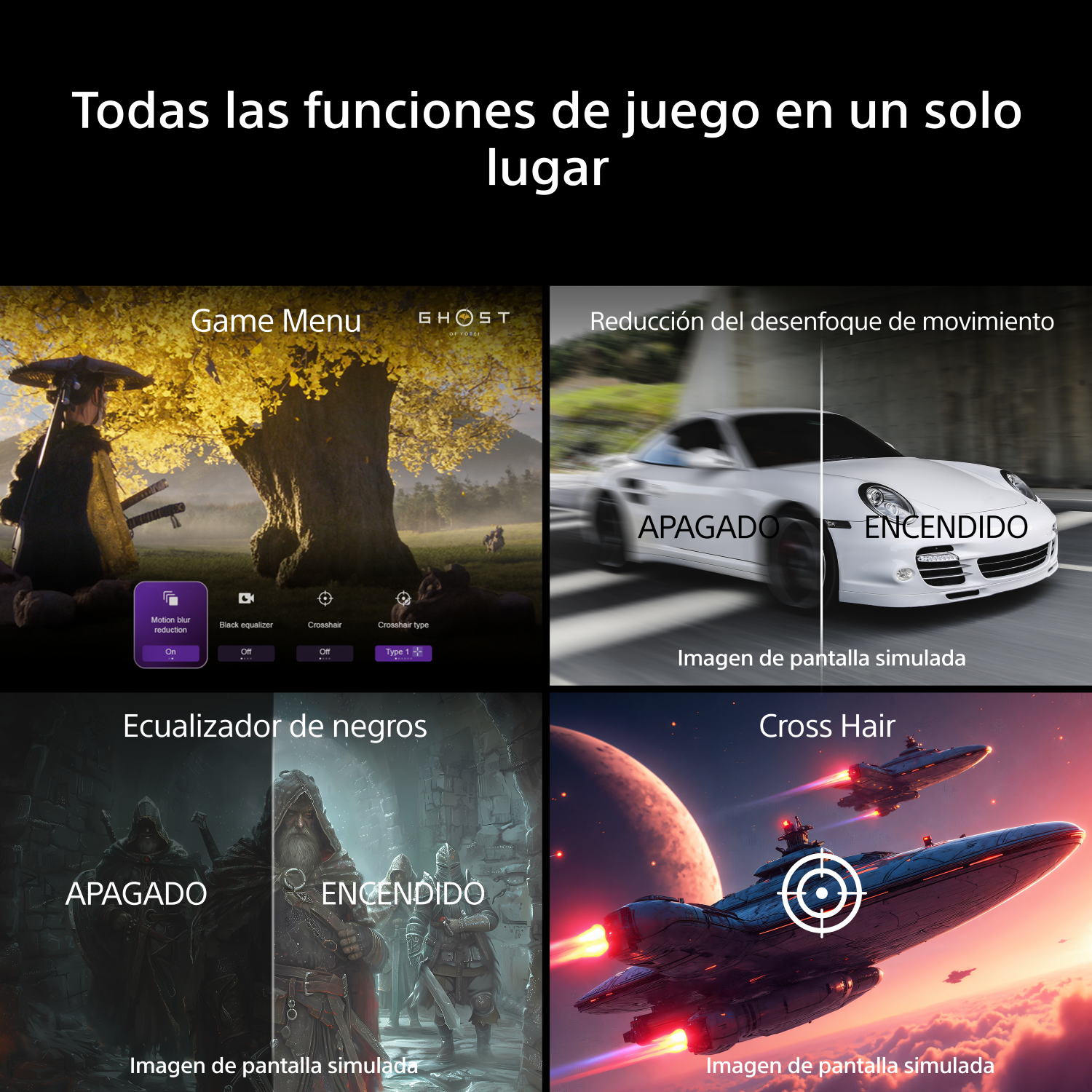 Todas las funciones de juego en un solo lugar: Game menu, Reducción de desenfoque de movimiento, Ecualizador de negros y Cross Hair.