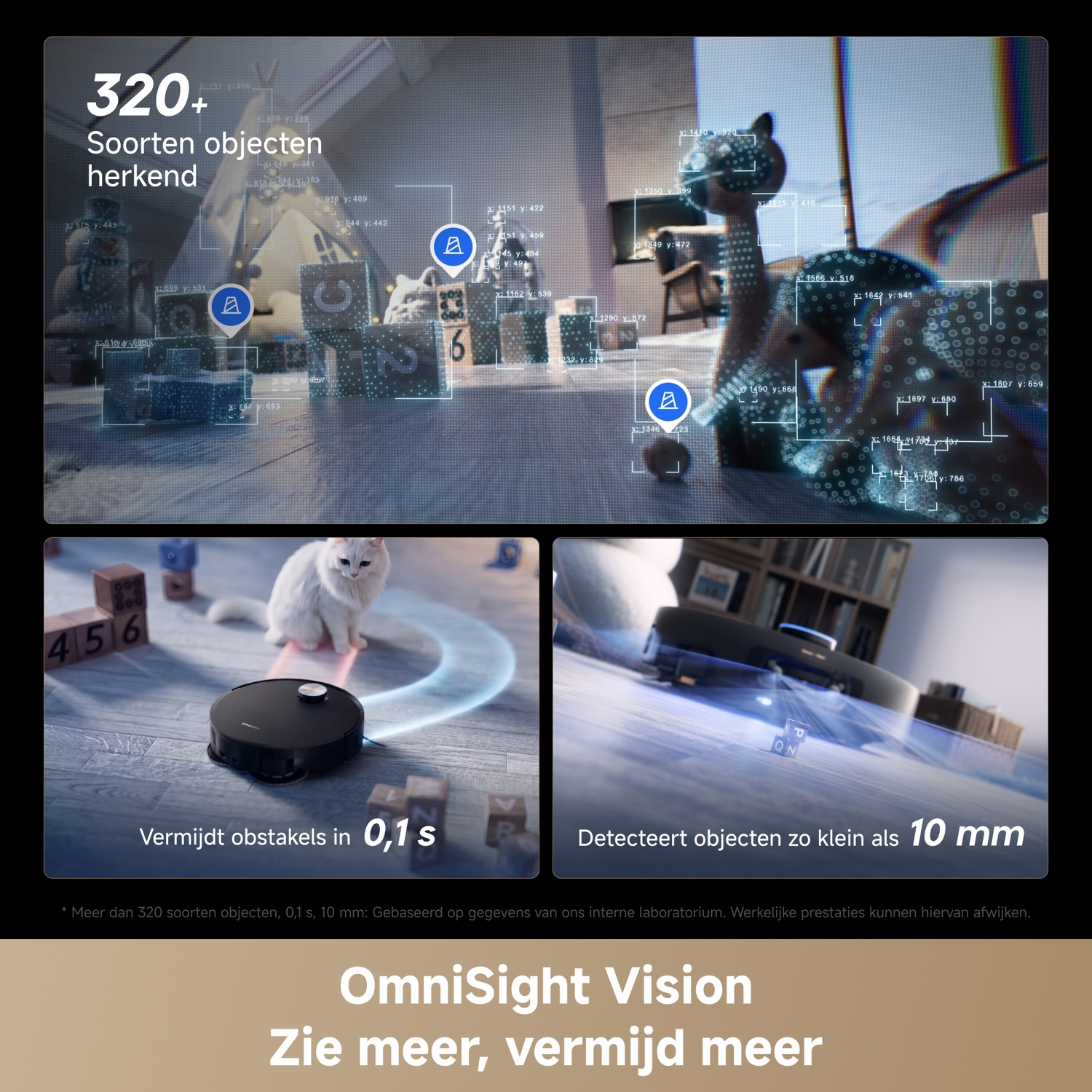 Robot recognizes 320+ objects. A cat avoids obstacles, a robot detects 10mm objects.