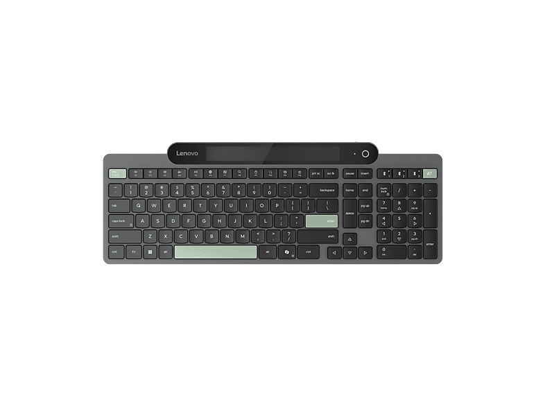 Teclado inalámbrico - Lenovo Bluetooth autorecargable con luz natural Profesional, Negro