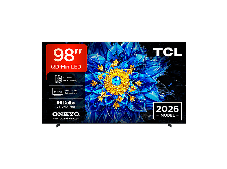 TCL 98P8L TV MINI LED, SMART TV, 98 '', QD-Mini Processore AiPQ A73, Black, Classe E