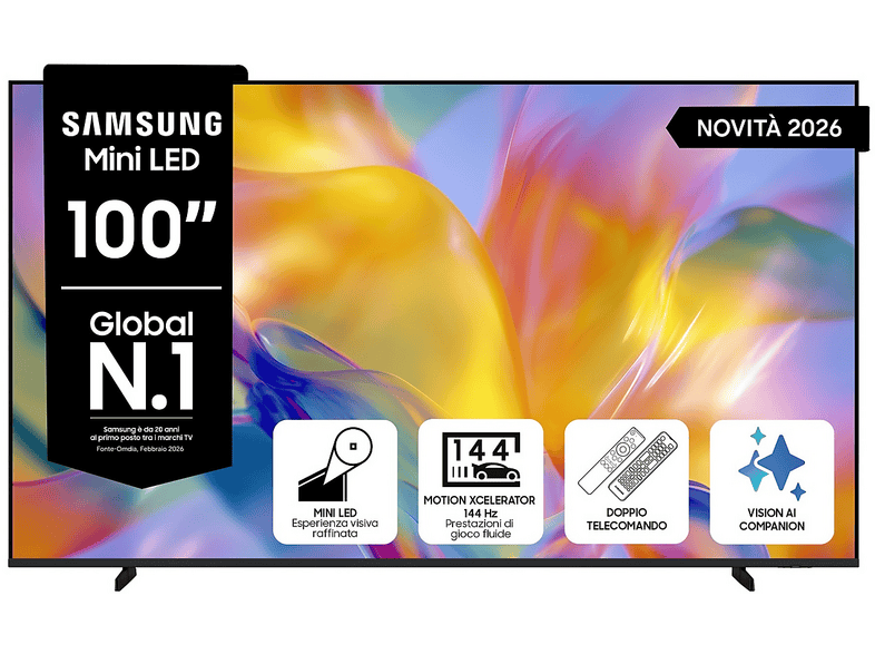 SAMSUNG UE100M90HUXZT TV LED, SMART TV, 100 ", Processore NQ4 AI Gen2, Titan Black, Classe G