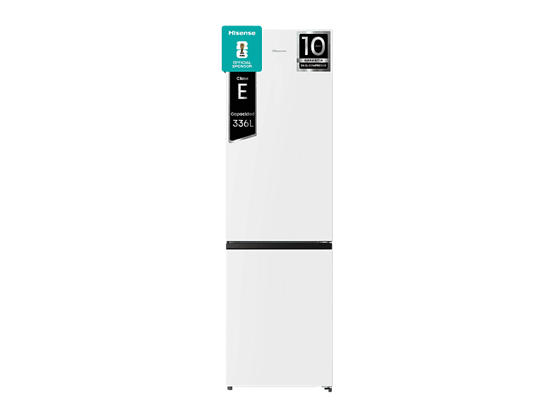 Frigorífico combi - Hisense RB435N4BWE, Total No Frost, 200.4 cm, 336 l, Multi Air Flow, Apertura de Puerta 90º, Blanco