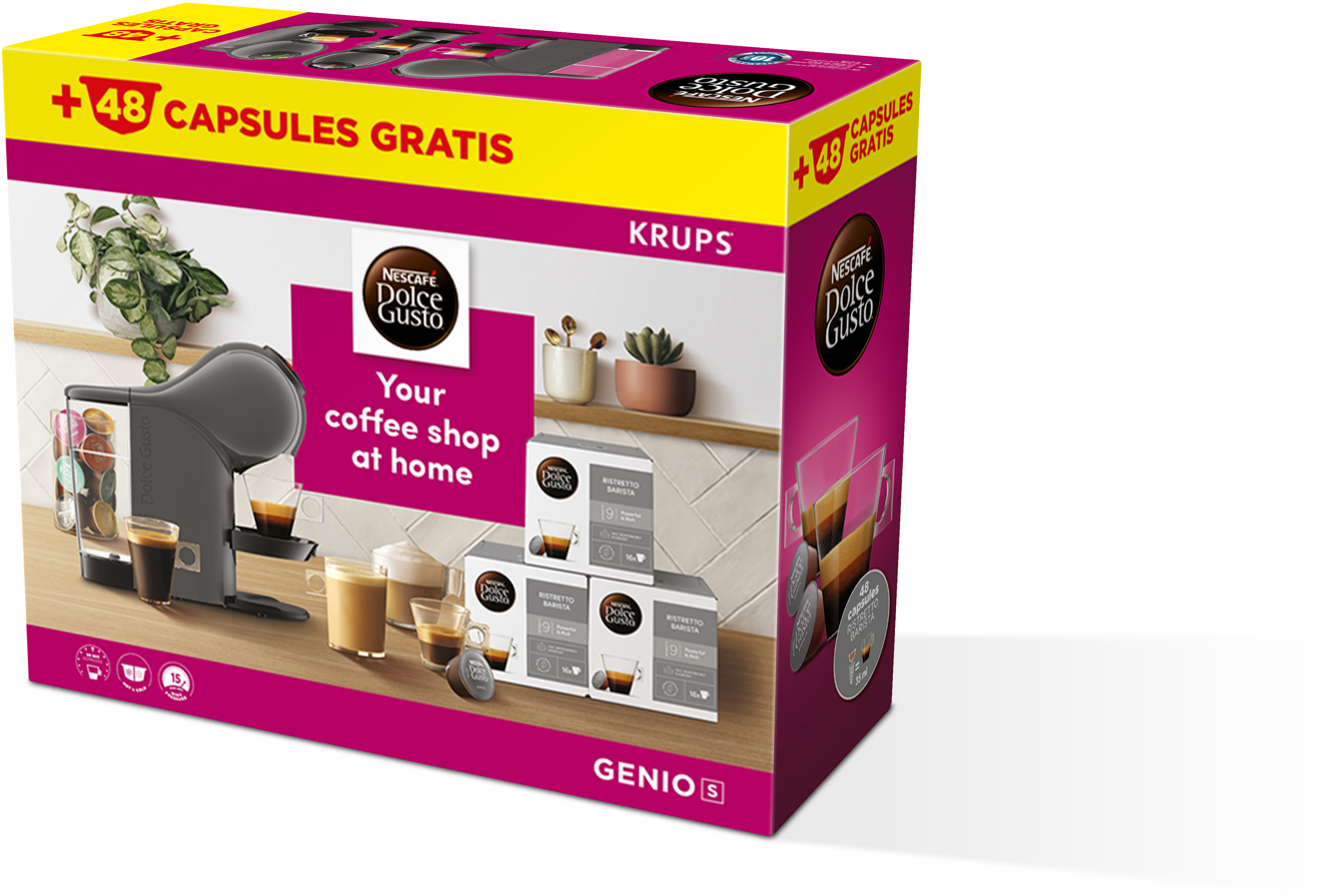 Nespresso Dolce Gusto kávéfőző doboza 48 kapszulával.