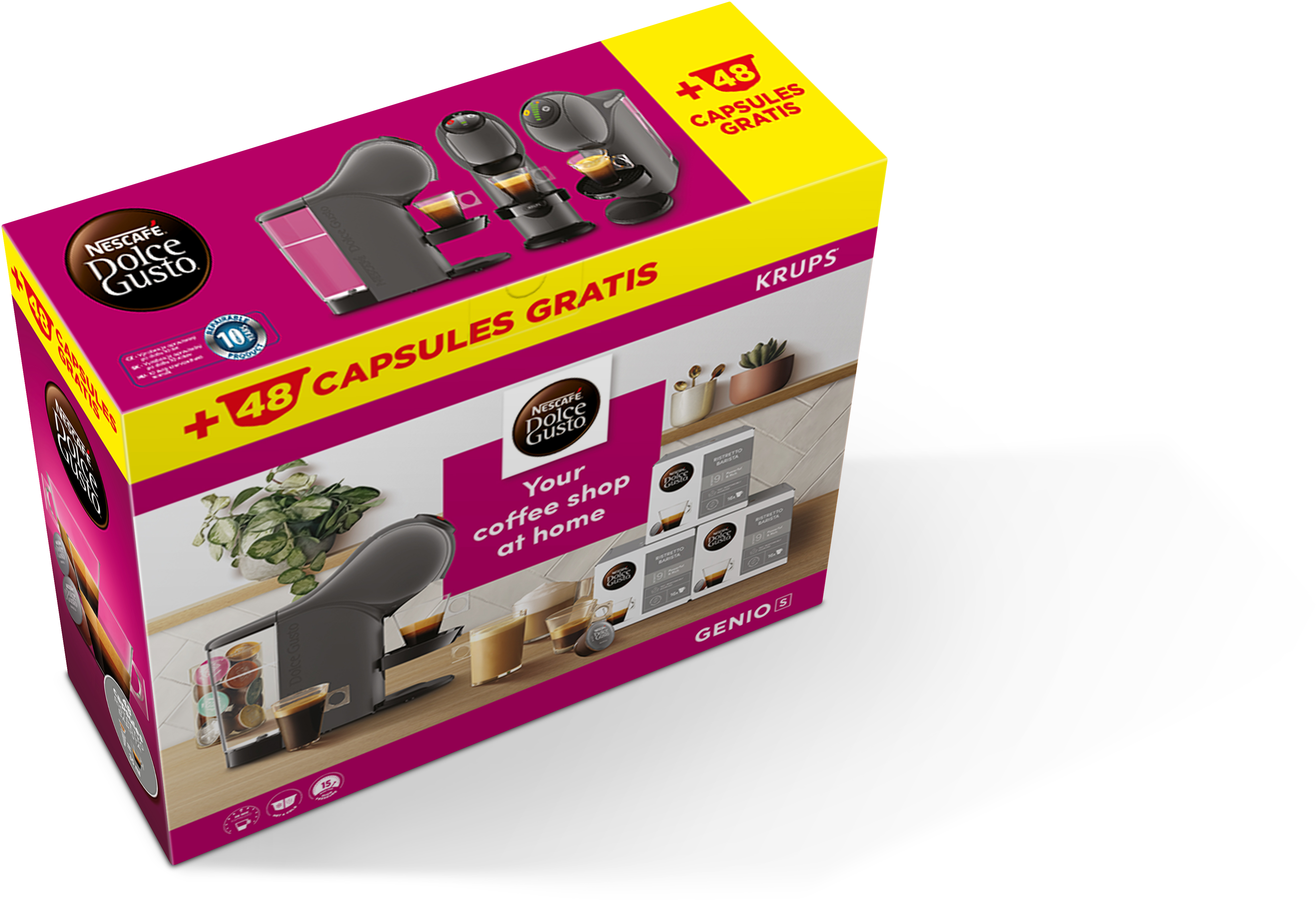 Nescafé Dolce Gusto kapszulagép 48 ingyenes kapszulával, Genio S modell.