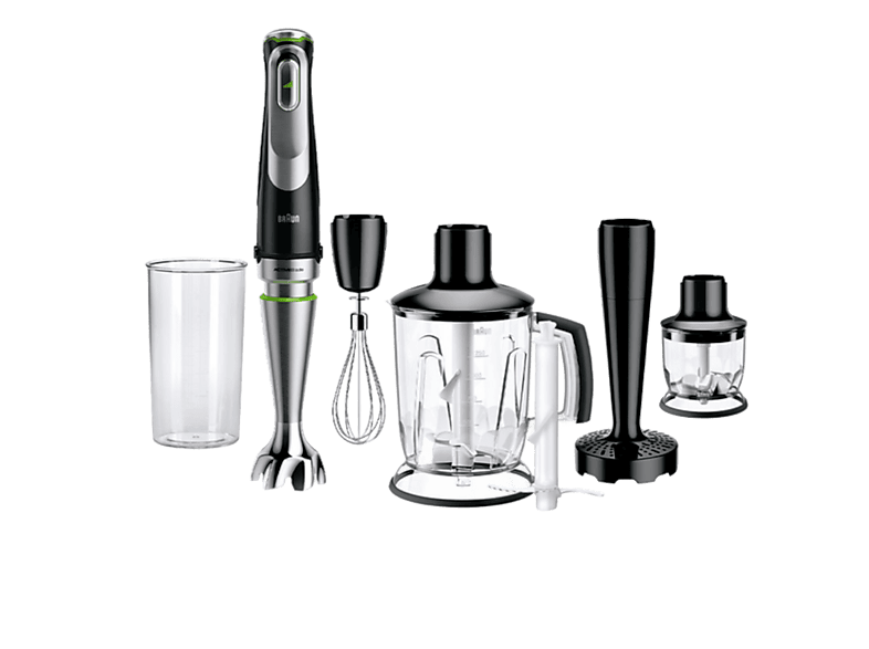 Batidora de mano - Braun Minipimer MultiQuick 9 MQ9147X, 1200W, 0.6 l, Active PowerDrive, EasyClick Plus, 3 Velocidades, 5 Accesorios + Picadora, Inox