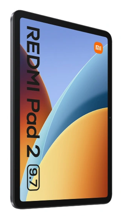 Czarny tablet z napisem REDMI Pad 2 (9.7) na ekranie.
