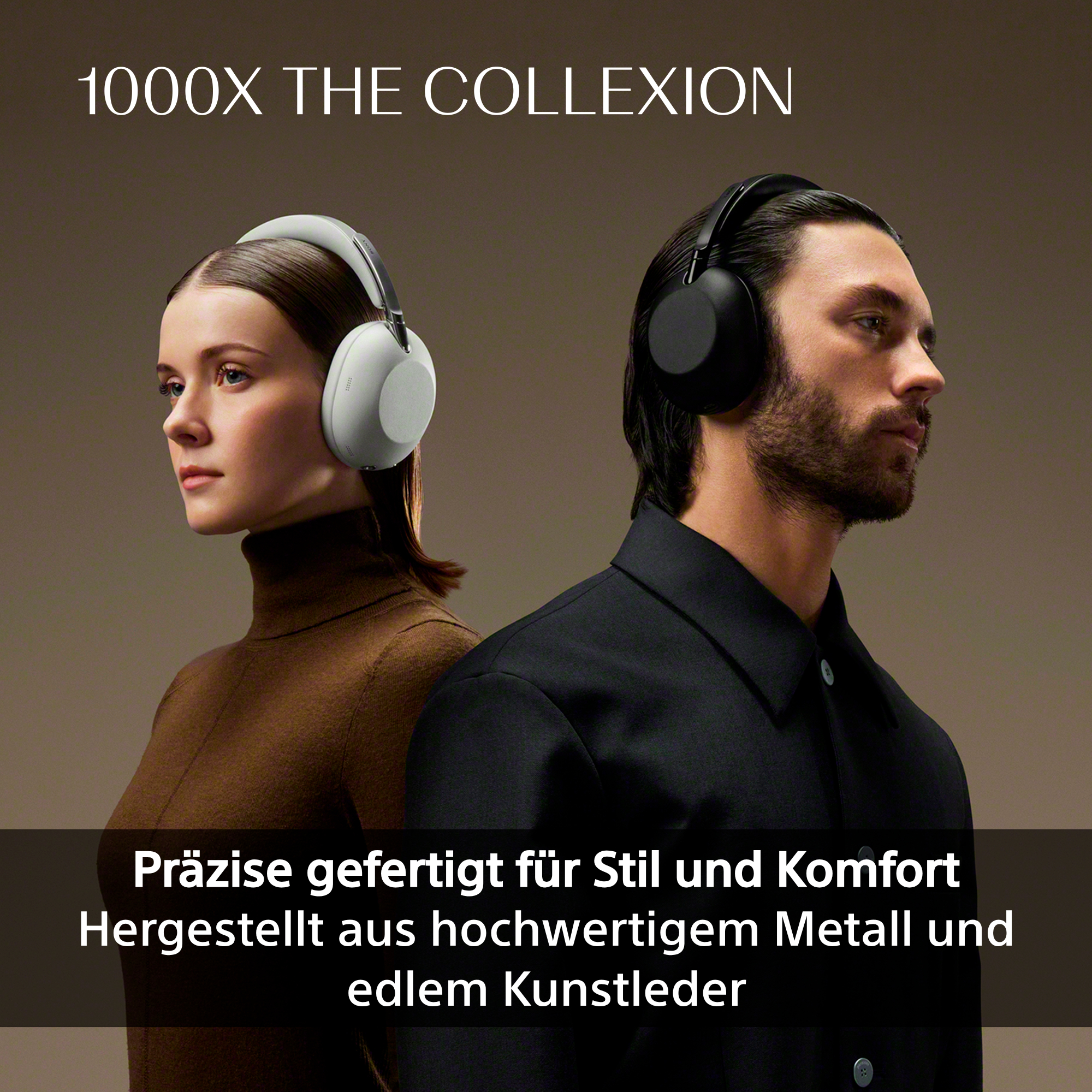 Mann und Frau tragen Kopfhörer. Präzise gefertigt für Stil und Komfort.