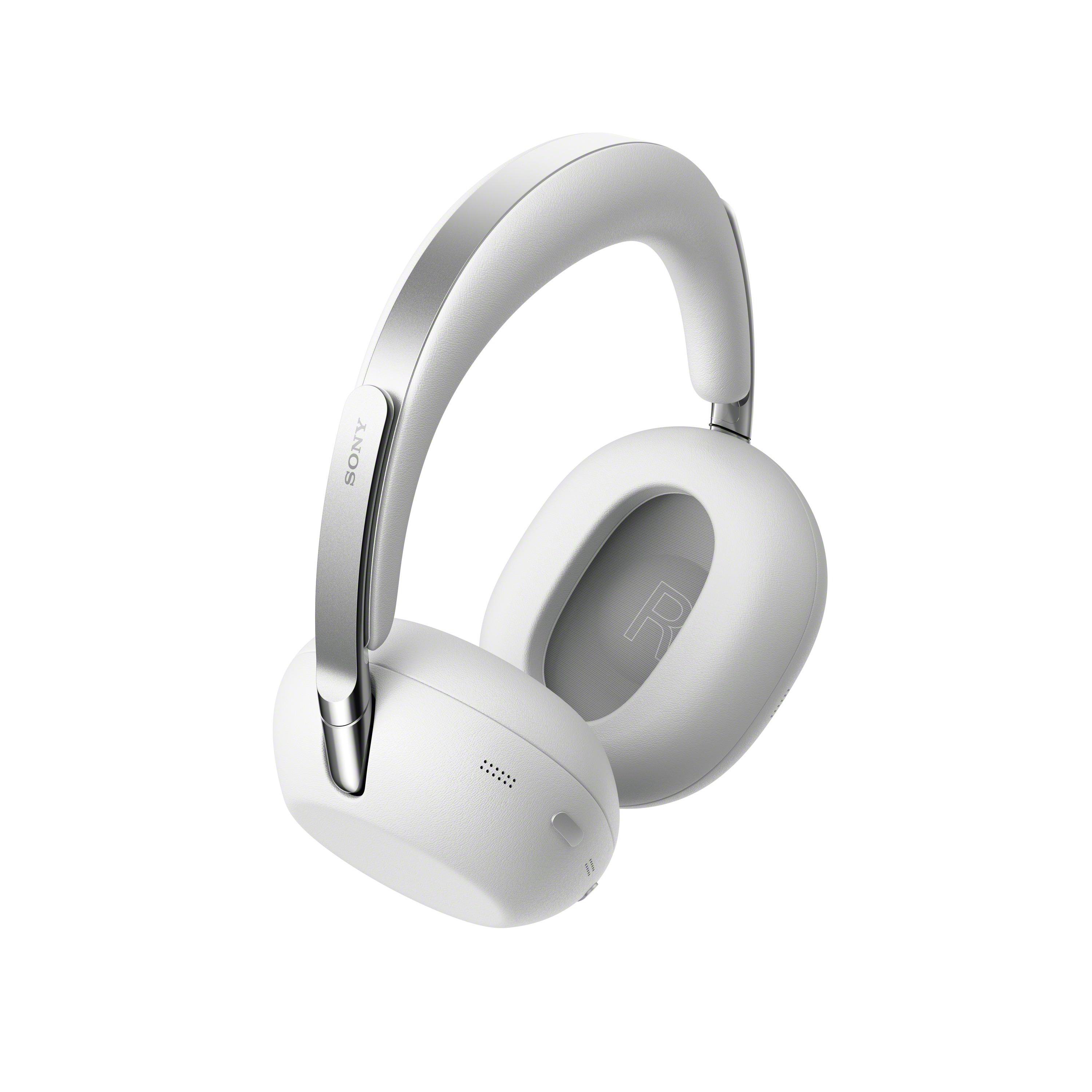 Weiße Over-Ear-Kopfhörer mit silbernem Bügel und Sony-Logo.