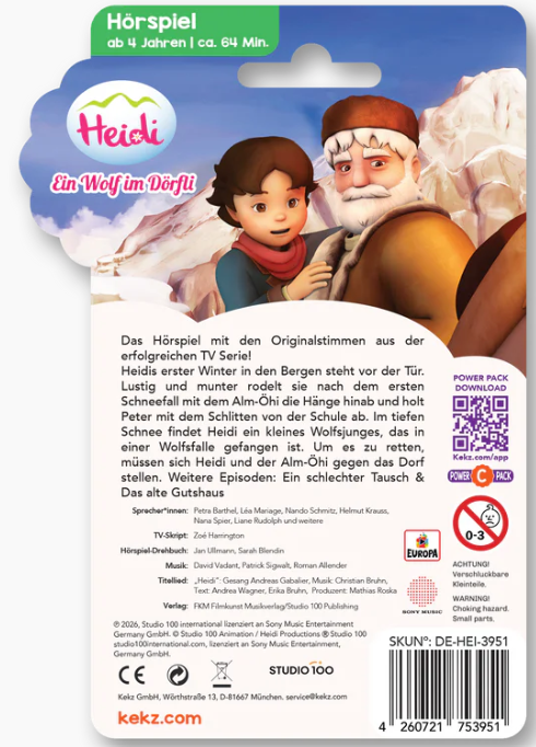 Die Hörspiel-Cover zeigen Heidi und den Alm-Öhi im Schnee.