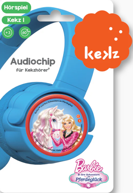 Blaue Kopfhörer mit Barbie-Motiv, Hörspiel Kekz I, Audiochip