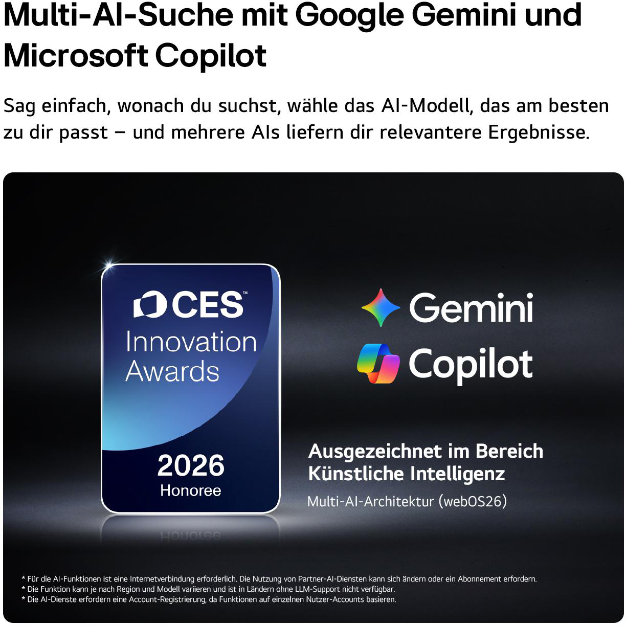 CES Innovation Award für Gemini Copilot, ausgezeichnet in KI, 2026 Honoree.