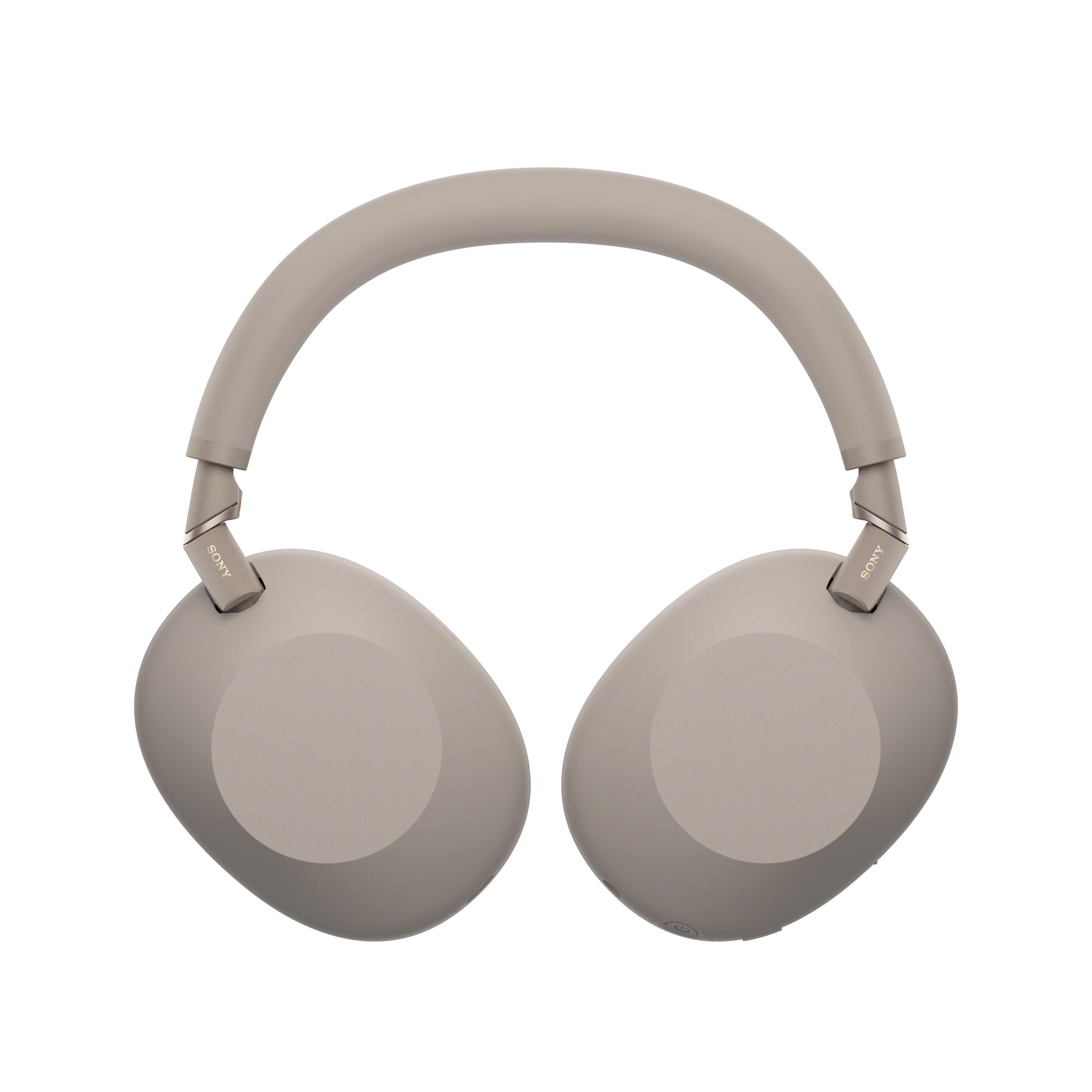 Graue Sony Kopfhörer mit Kopfbügel und Ohrmuscheln.