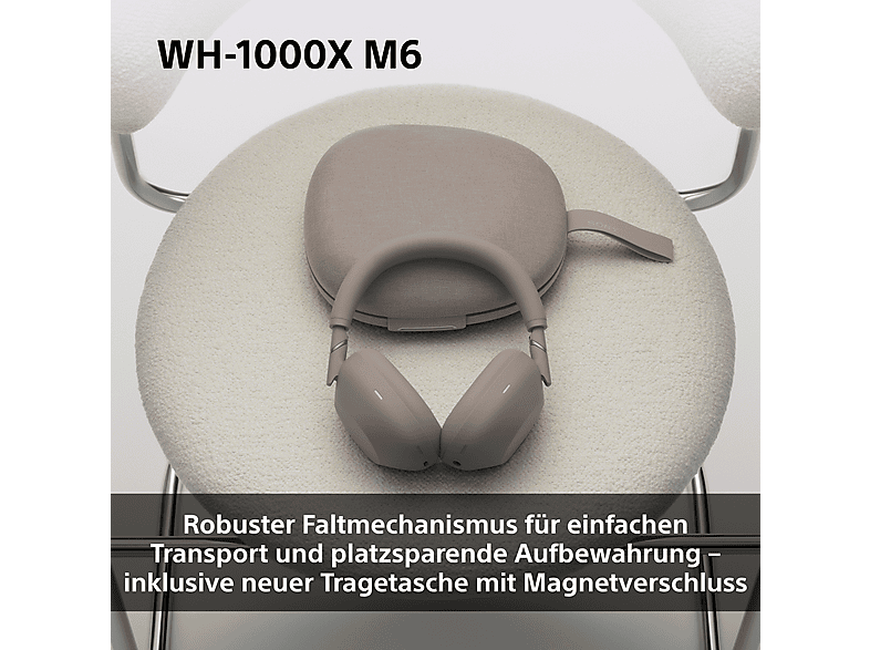 SONY WH-1000XM6T Premium Noise Cancelling, Over-ear Kopfhörer Bluetooth Sandstone