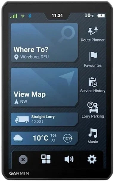 Urządzenie nawigacyjne Garmin z mapą, planerem tras i pogodą.