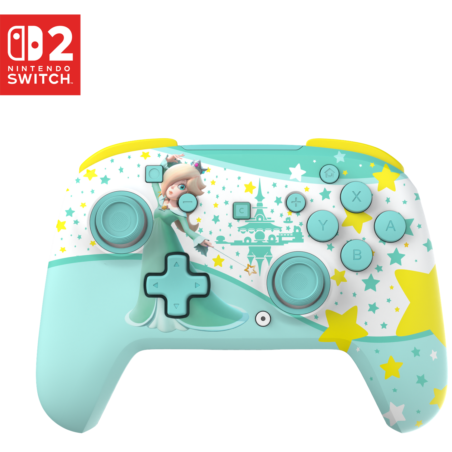 Nintendo Switch controller featuring Rosalina, stars, and a castle design.