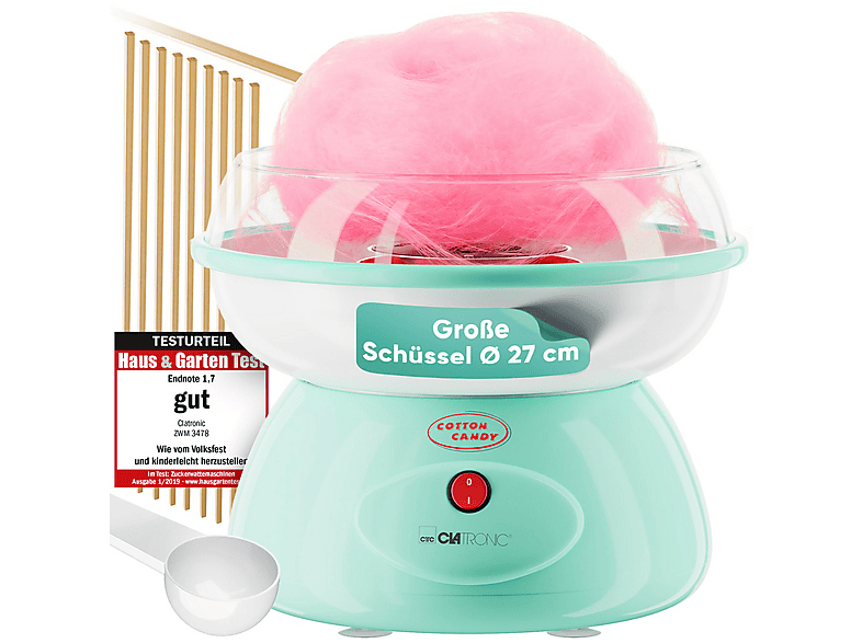 Clatronic ZWM 3478 Zuckerwattemaschine, Mint, 500 W, inkl. 10 Holzsstäbchen — Foto 2 von 5