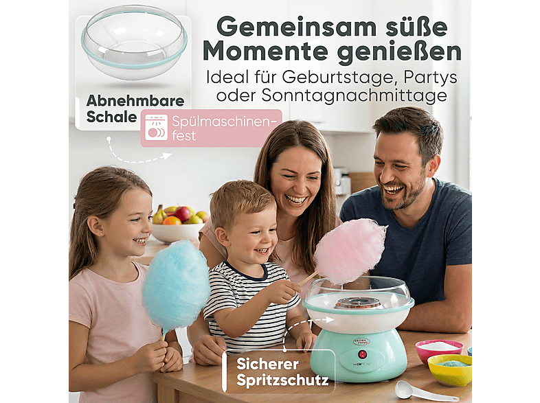 Clatronic ZWM 3478 Zuckerwattemaschine, Mint, 500 W, inkl. 10 Holzsstäbchen — Foto 4 von 5