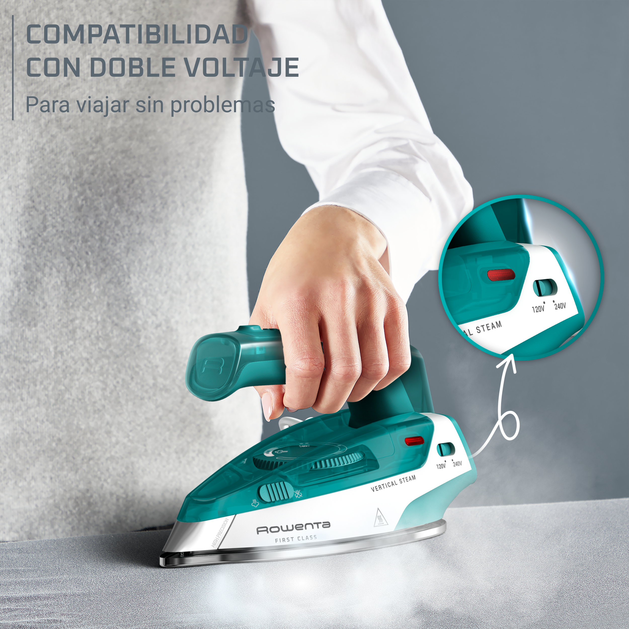 Compatibilidad con doble voltaje para viajar sin problemas.