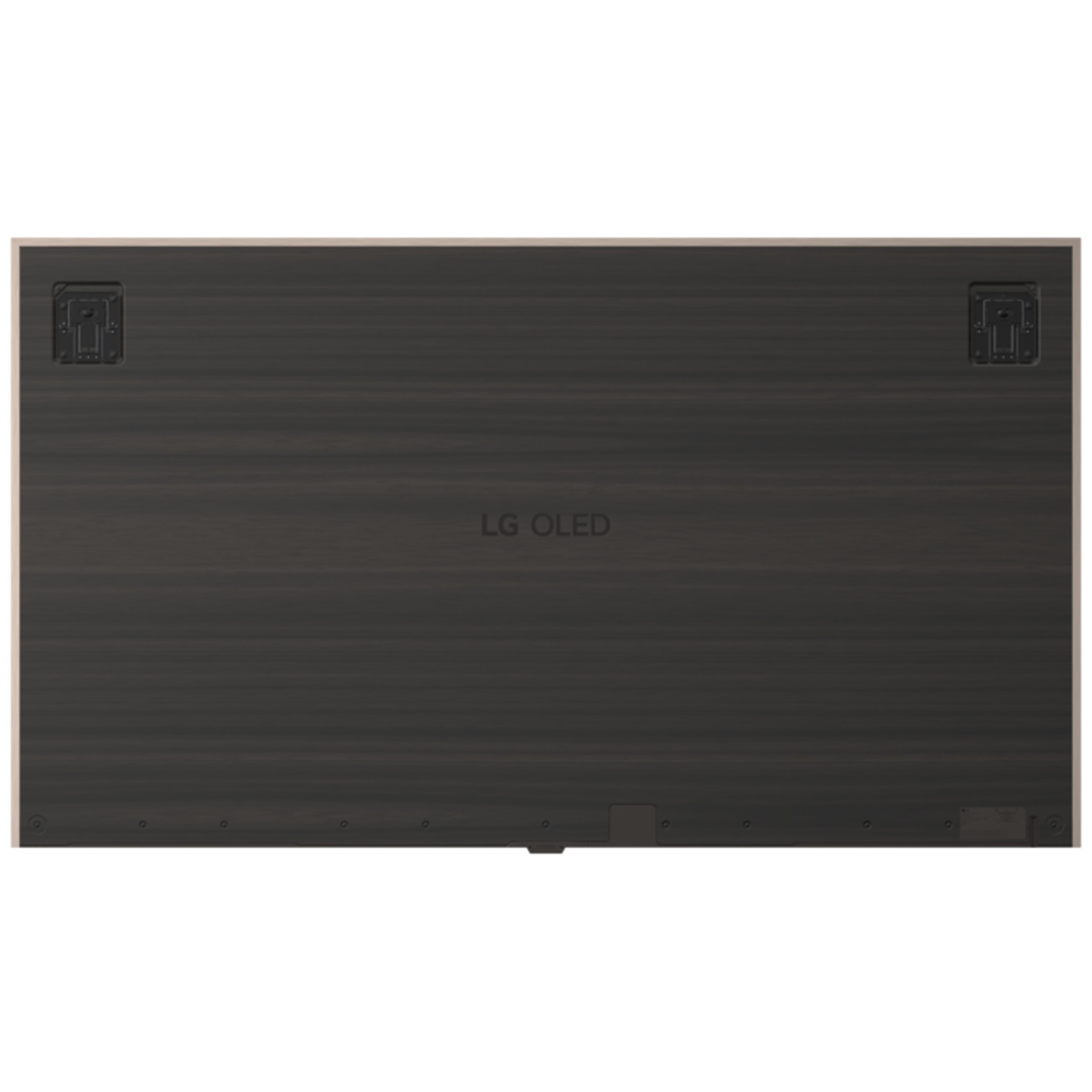 Arrière d'un téléviseur LG OLED avec supports de montage et fentes de ventilation.