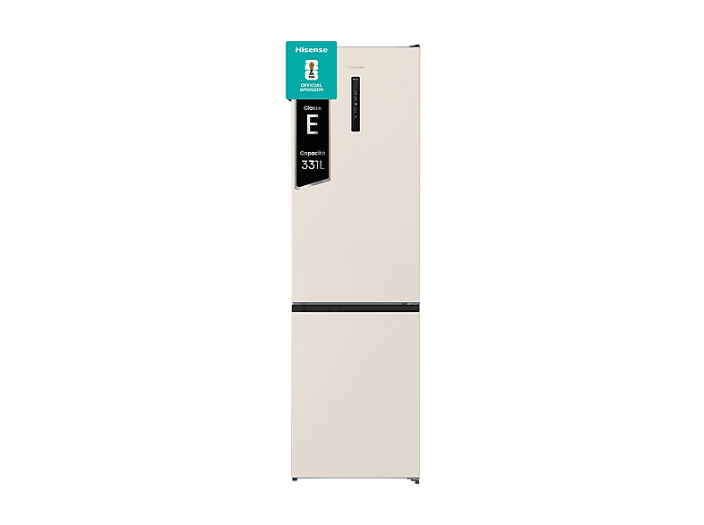 FRIGORIFERO COMBINATO HISENSE RB434N4CRE, Capacità netta totale 331 l, Rumorosità: 38 dB(A), 4 ripiani, Dimensioni: L 60 cm A 200 P 59,2 cm, Crema, Classe E