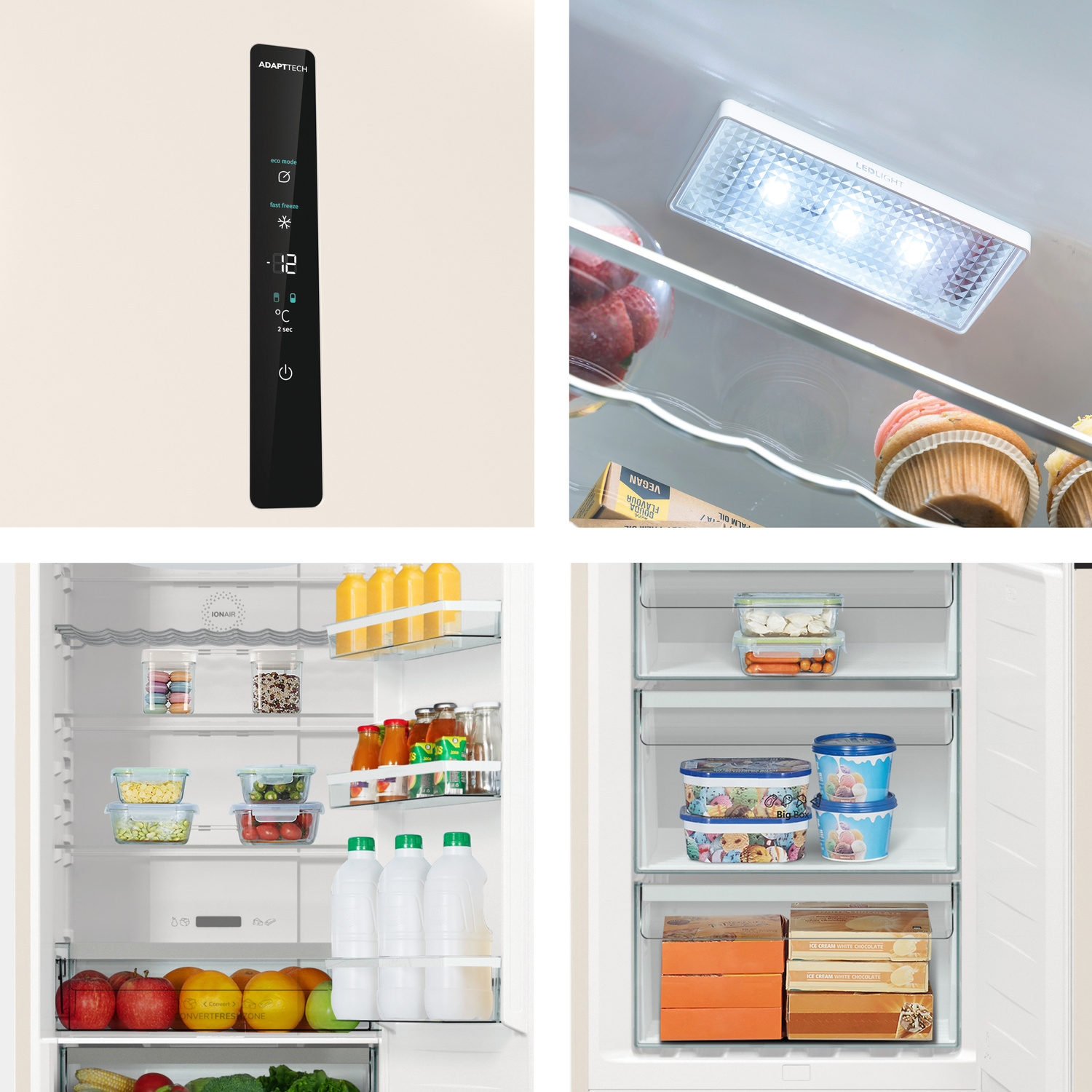 Un pannello di controllo nero con icone e display della temperatura.