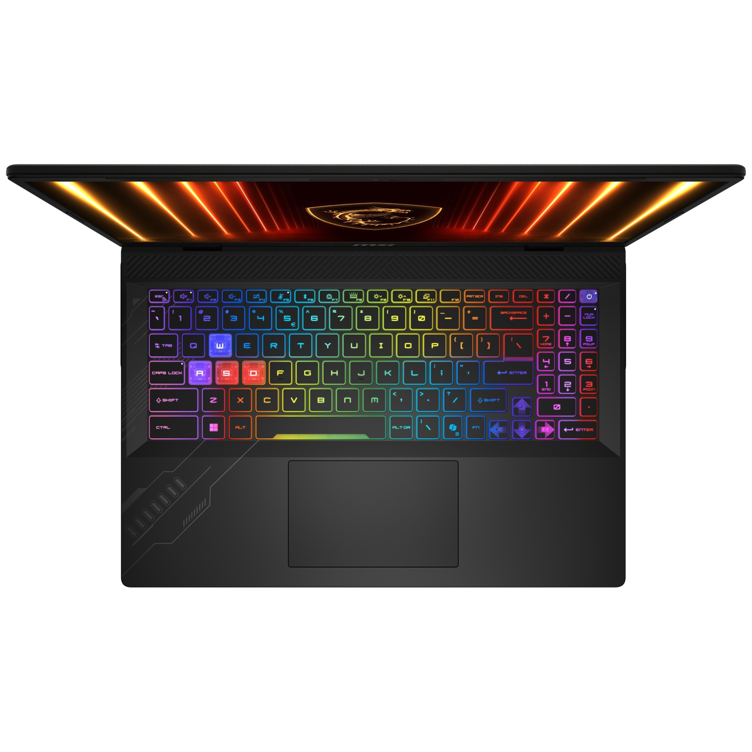 An open laptop with a backlit keyboard and illuminated screen.