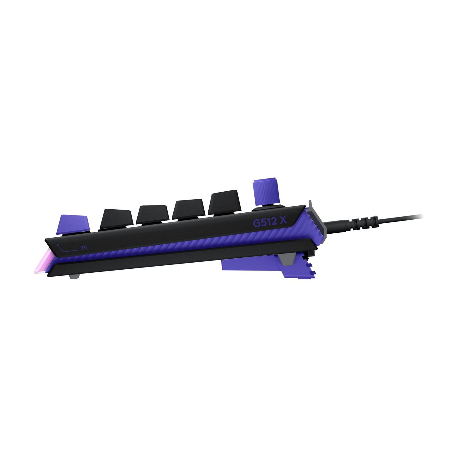 Tastiera nera con accenti viola e illuminazione, modello G512 X.