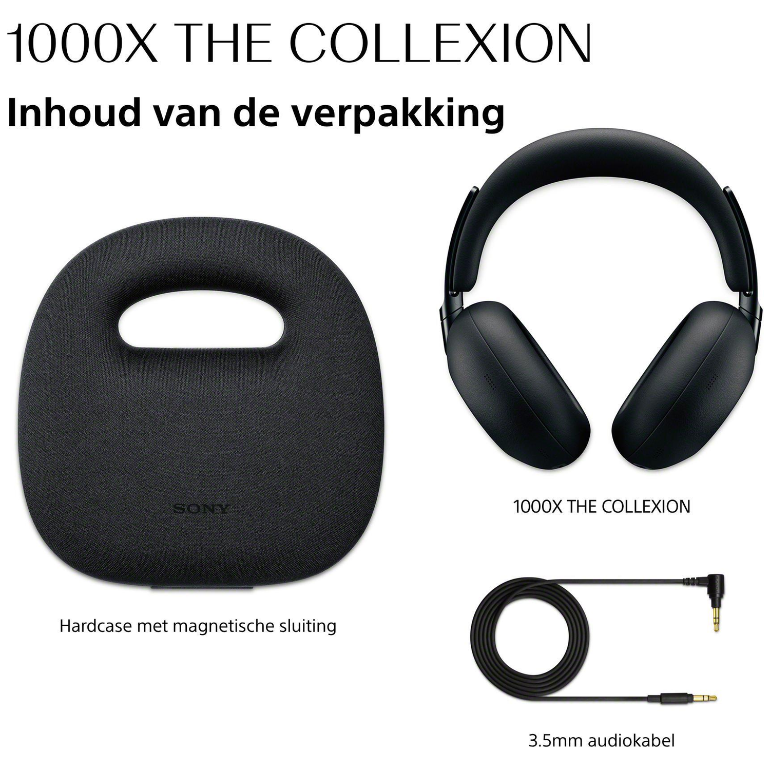 Headphones, hard case, and cable for 1000X The Collexion.