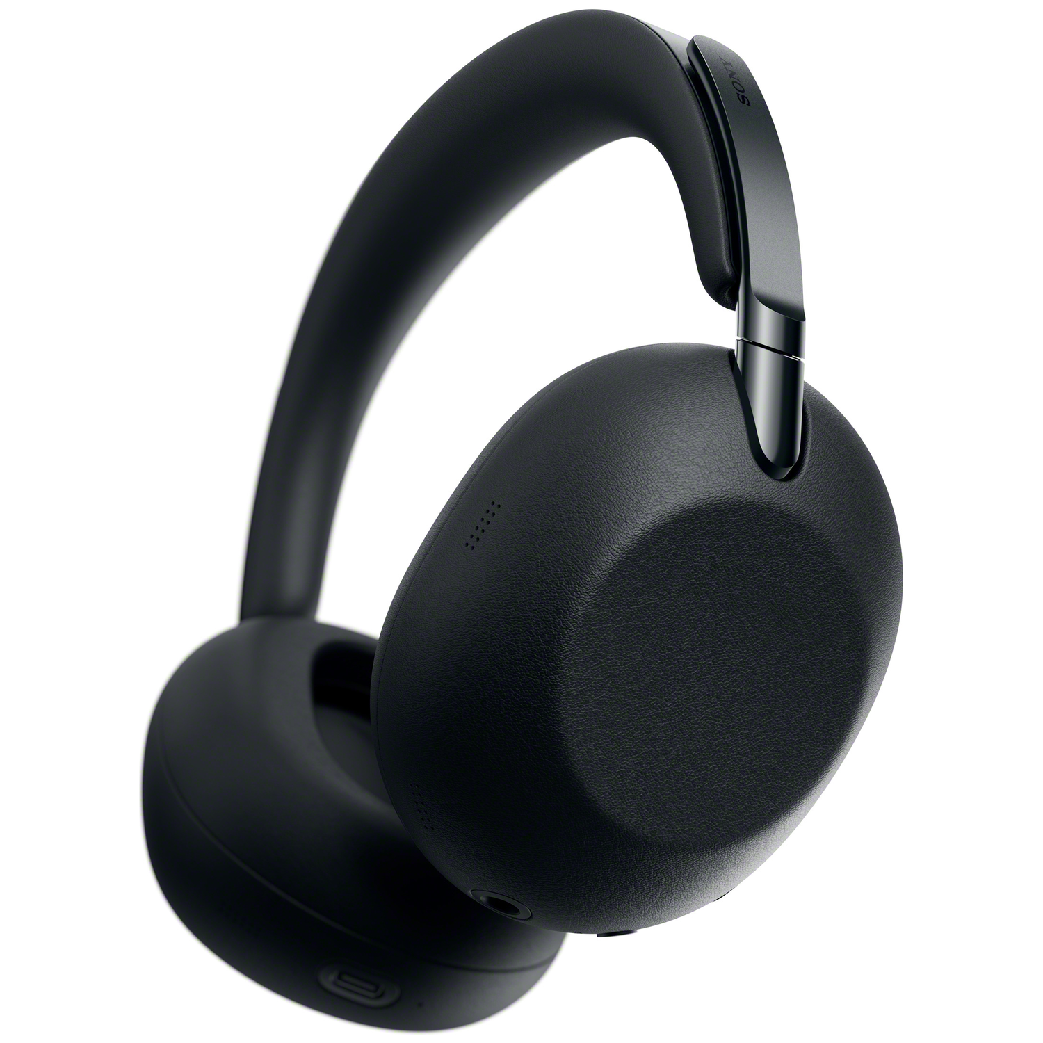 Black Sony headphones with padded headband and earcups. Minimalist design.