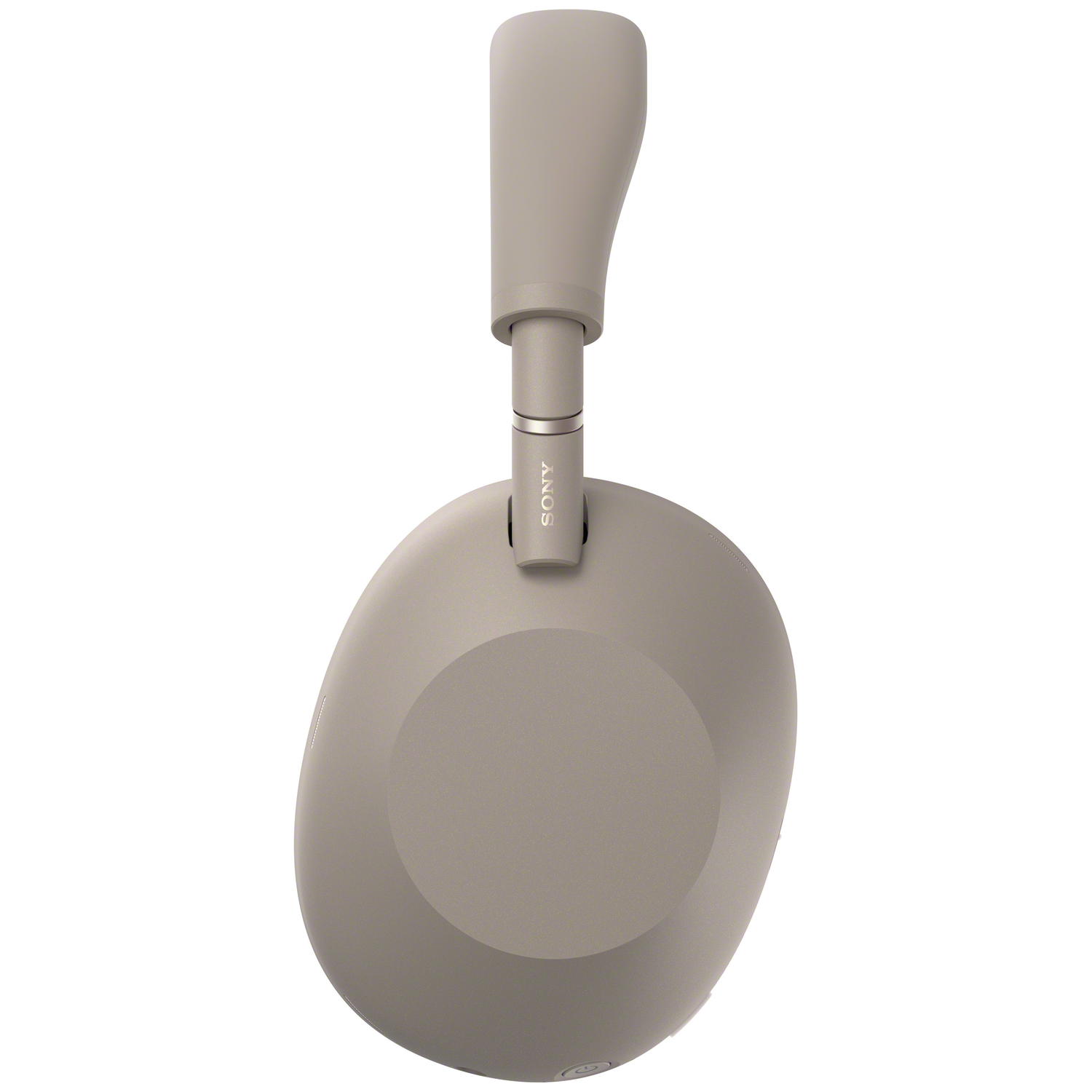 A gray Sony headphone with a padded headband and earcups. The Sony logo is visible.