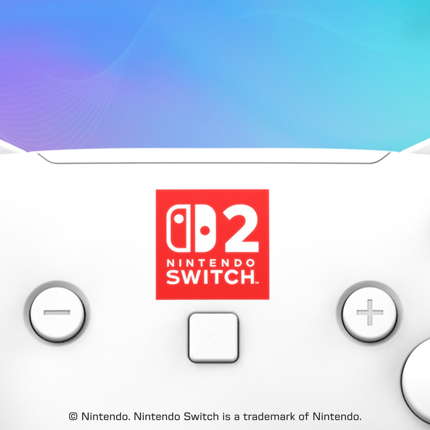 Gros plan d'une console Nintendo Switch blanche avec logo et boutons.
