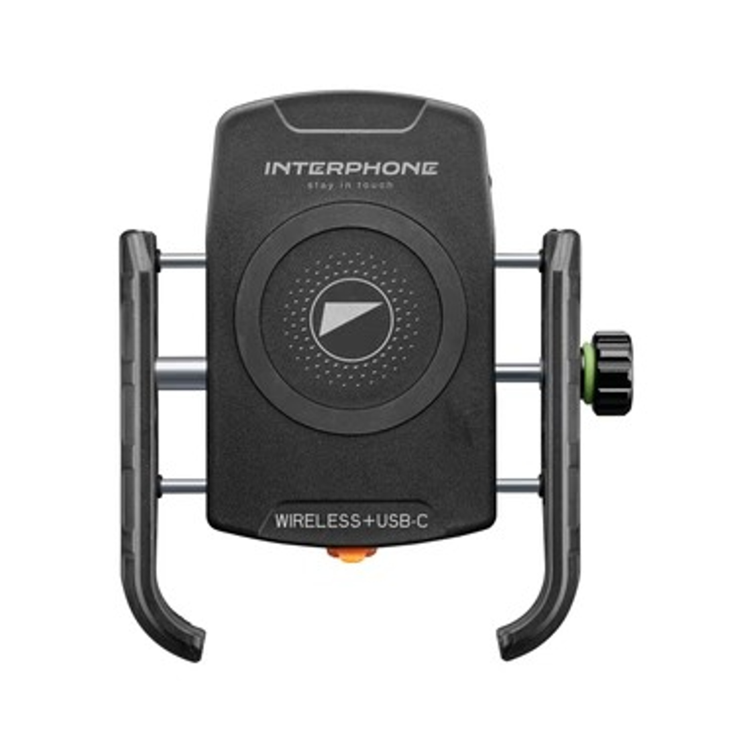 Supporto telefono Interphone nero con wireless + USB-C.