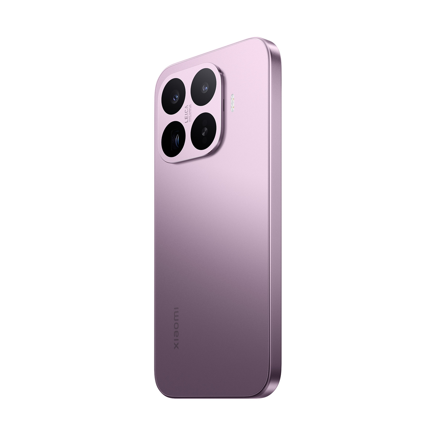 Uno smartphone viola con quattro fotocamere e il logo Xiaomi.