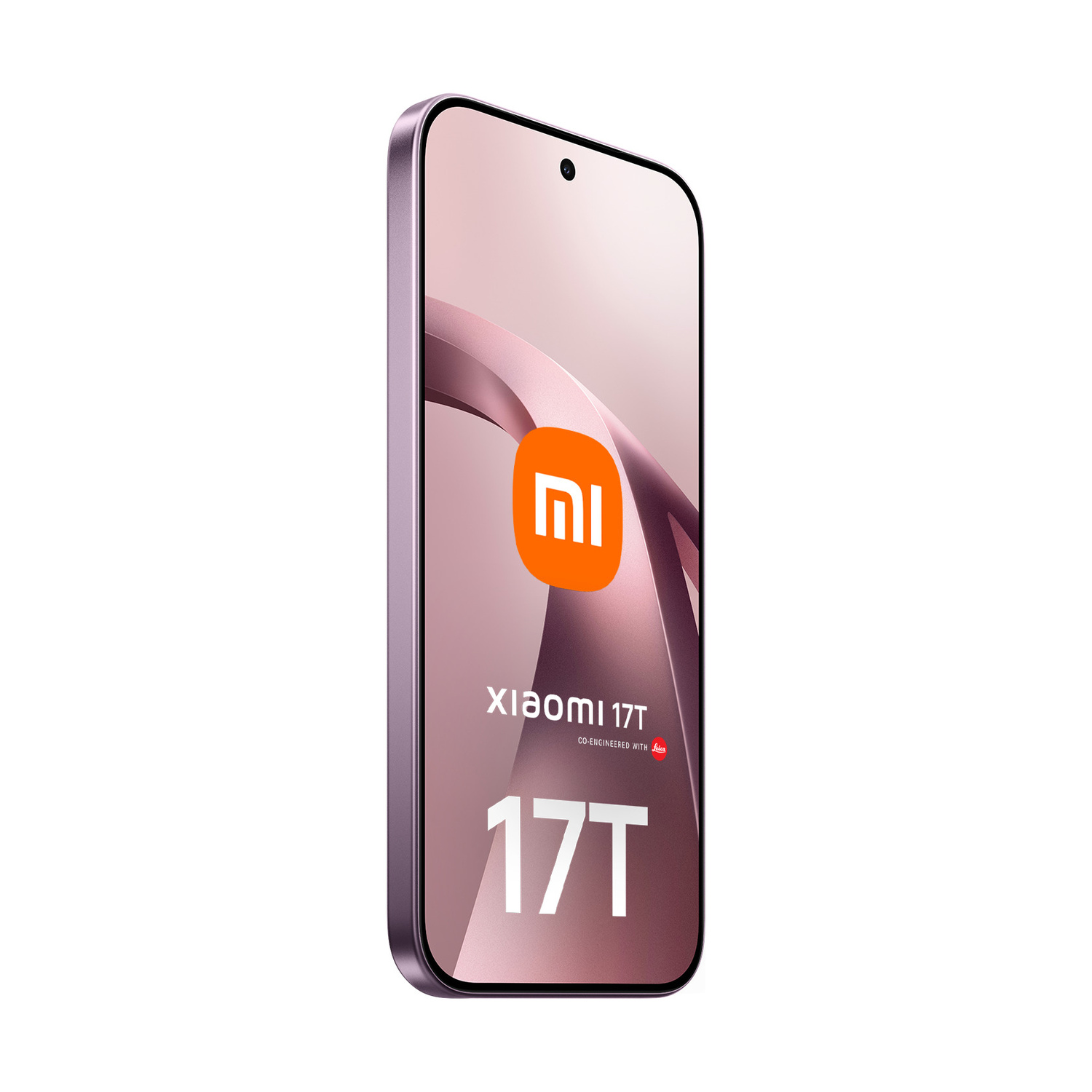 Smartphone viola con logo Xiaomi e testo 17T sullo schermo.
