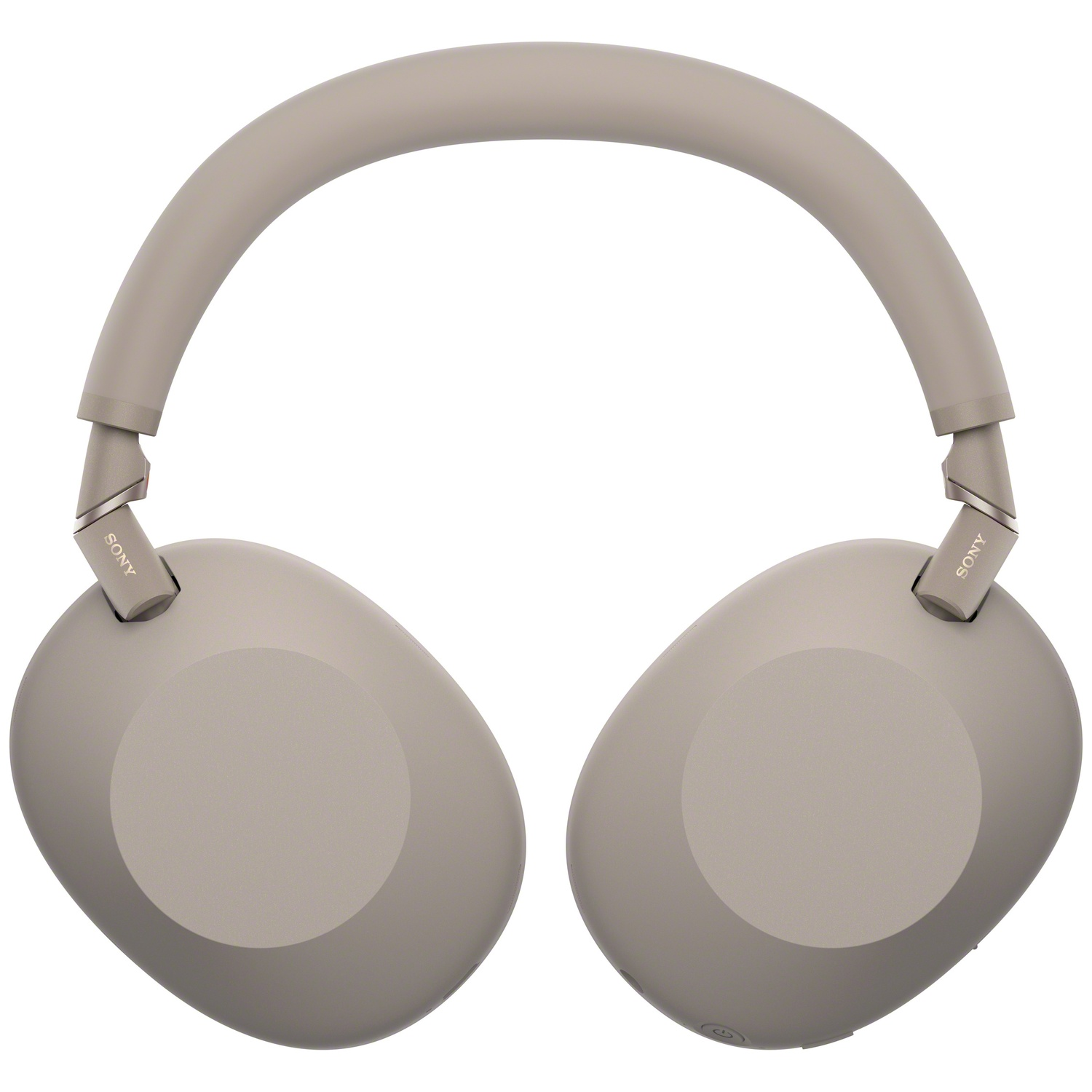 Un casque Sony beige clair avec arceau et écouteurs. Le logo Sony est visible.