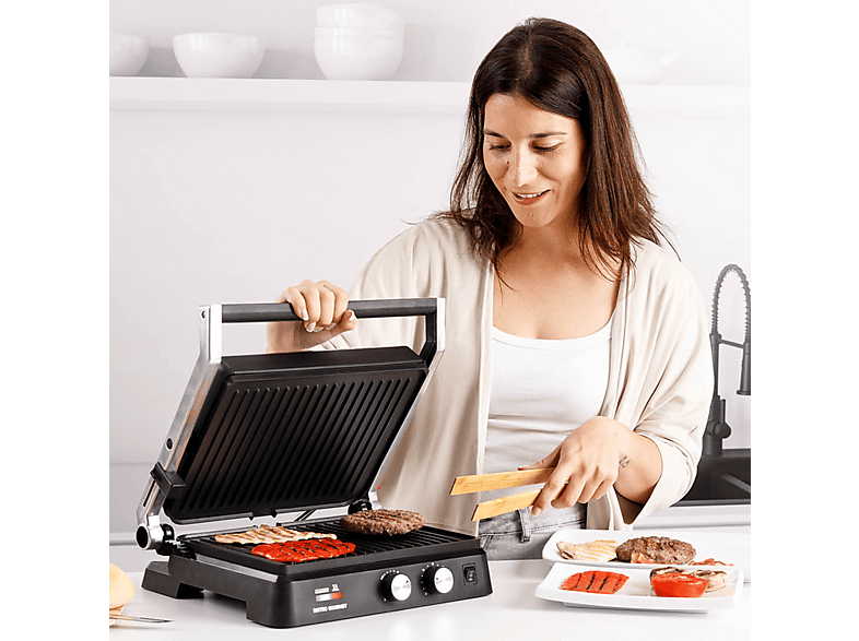 Grill - Taurus Bistro Gourmet, Dual Heat Tech, Grandes placas de cocción, 2600 W, Negro – imagen 2
