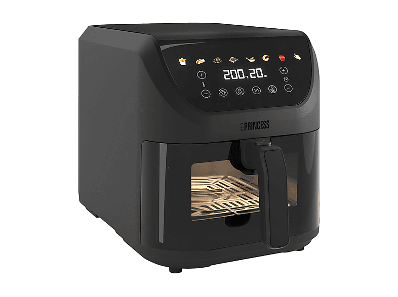 PRINCESS 182476 Aerofryer SlimFry FRIGGITRICE AD ARIA, capacità 8 l, Max potenza 2000 W, Nero / Plastica