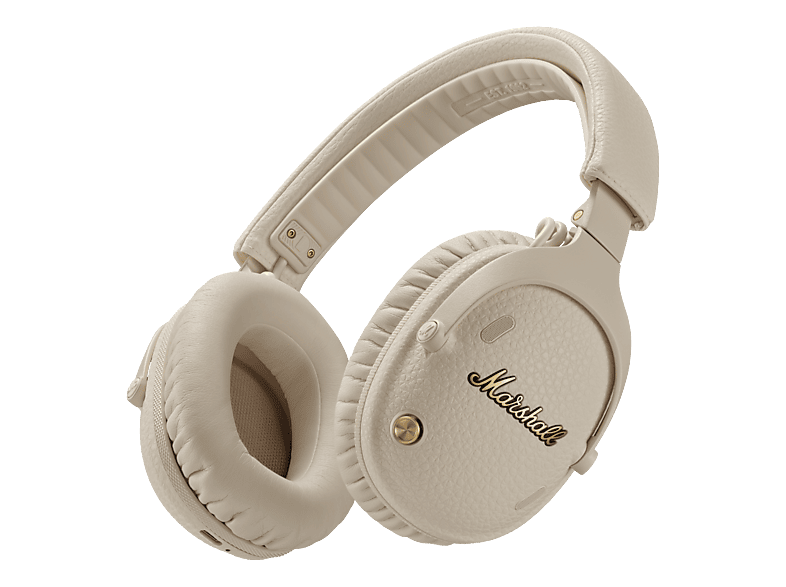 Auriculares inalámbricos - Marshall Monitor III, 100 h Autonomía, Cancelación activa de ruido y modo Transparencia, Plegable, Crema