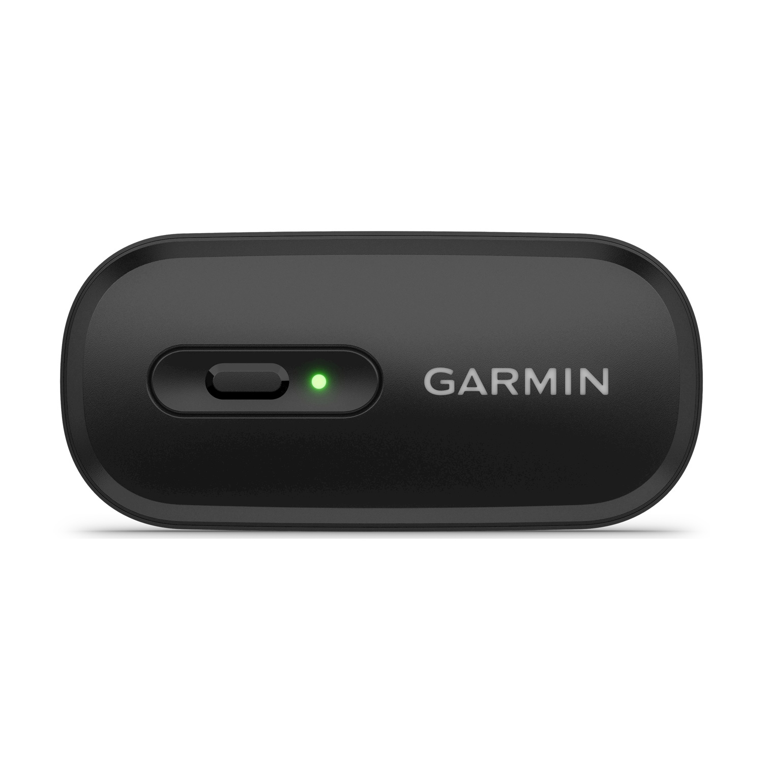 Dispositivo Garmin nero con luce verde e pulsante.