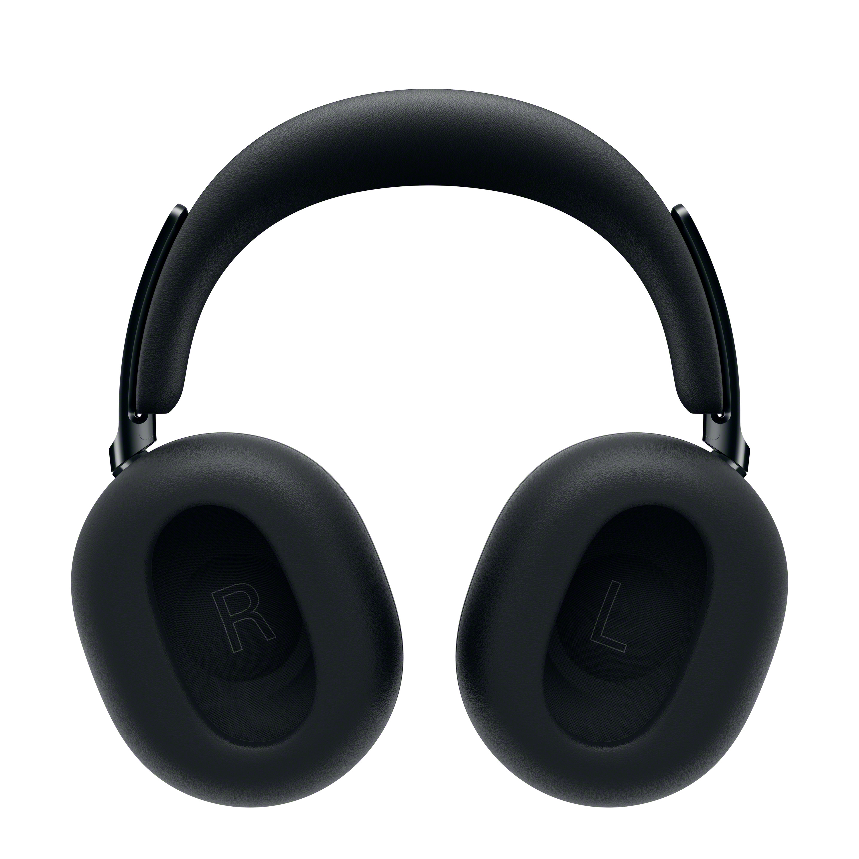 Casque noir avec coussinets, gravé L et R.