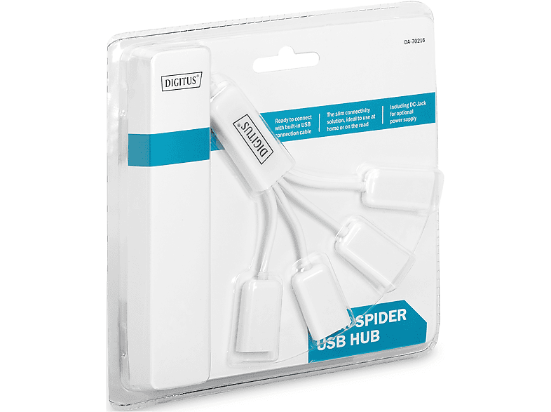 DIGITUS Slim Spider USB-Hub, 4x USB A-Ports, 1m, Weiß — Foto 5 von 5