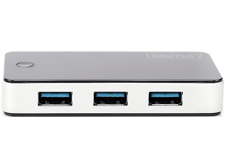 DIGITUS USB 3.0 4-Port Hub, bis zu 5 Gbps, Schwarz-Silber; USB Hub — Foto 4 von 5