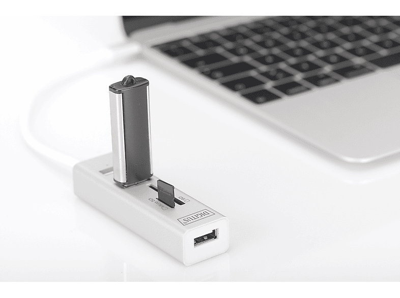 DIGITUS USB-C OTG 3-Port Hub + SD und MicroSD Kartenleser, Weiß; USB Hub — Foto 2 von 5