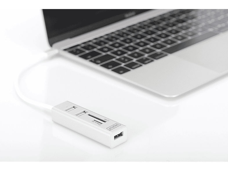 DIGITUS USB-C OTG 3-Port Hub + SD und MicroSD Kartenleser, Weiß; USB Hub — Foto 3 von 5