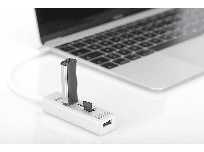 DIGITUS USB-C OTG 3-Port Hub + SD und MicroSD Kartenleser, Weiß; USB Hub — Foto 4 von 5