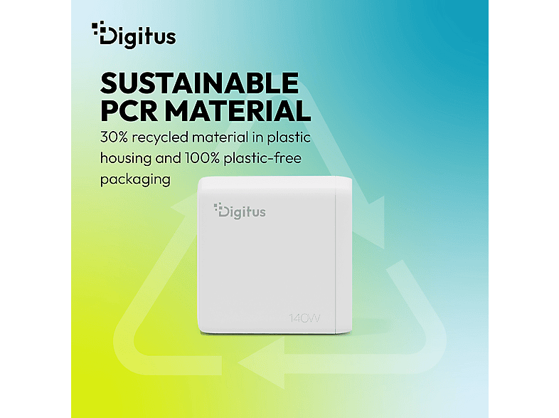 DIGITUS USB-GaN-Ladegerät 140W, 3x USB-C, 1x USB-A, Weiß; USB-Ladegerät----USB-Ladegerät — Foto 2 von 5