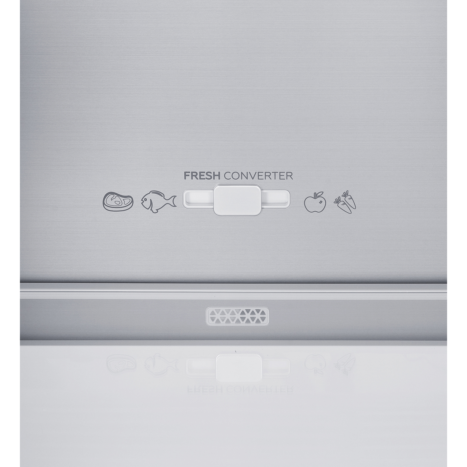 Fresh converter schuifregelaar met iconen voor vlees, vis, fruit en groenten.