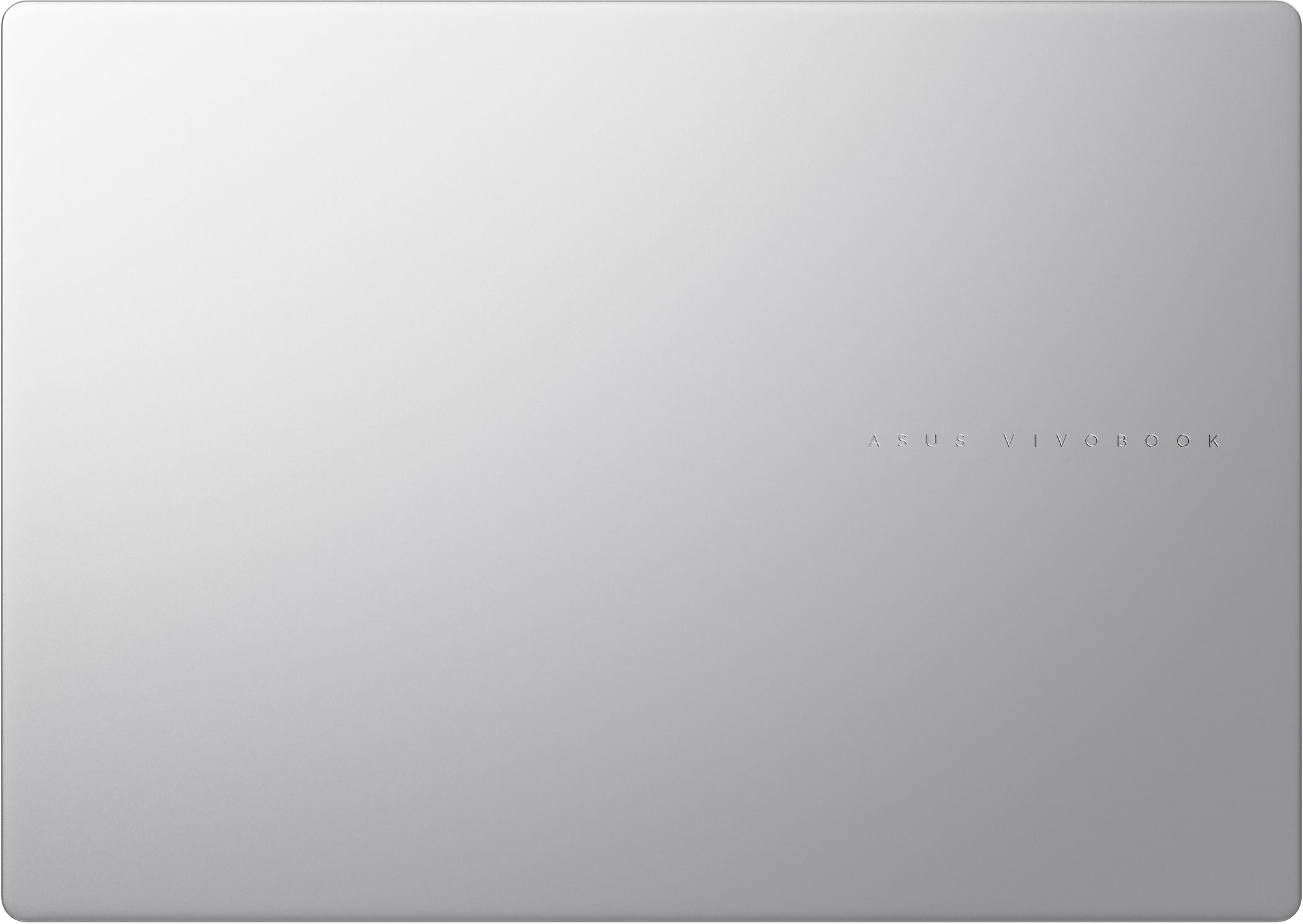 Ezüst laptop "ASUS VIVOBOK" logóval.